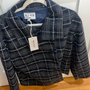 Women's Plaid Jacket - Black and Gray